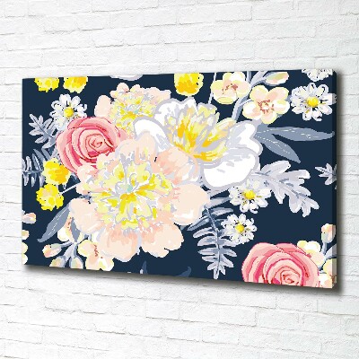 Cuadro canvas con impresión uv duradera horizontal Patrón floral