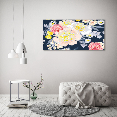 Cuadro canvas con impresión uv duradera horizontal Patrón floral
