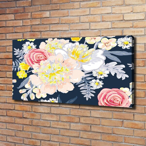 Cuadro canvas con impresión uv duradera horizontal Patrón floral