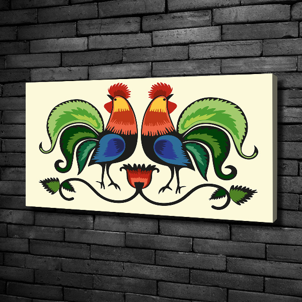 Foto en lienzo con acabado profesional horizontal Patrón popular de gallos