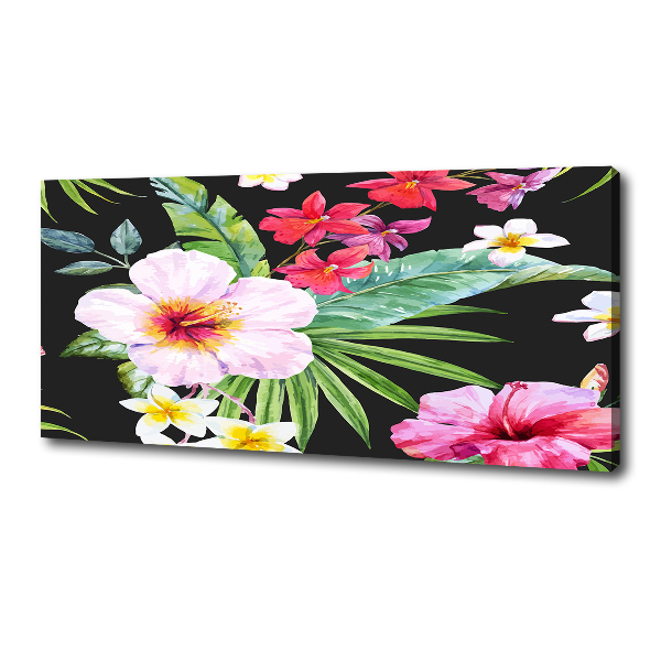 Cuadro canvas con impresión uv duradera horizontal flores hawaianas