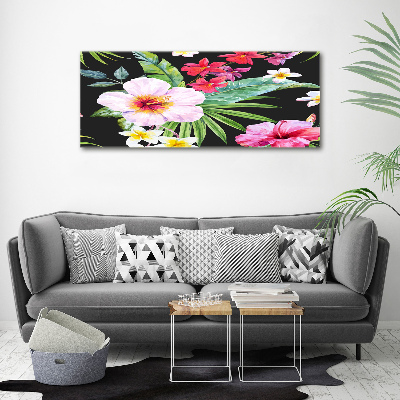 Cuadro canvas con impresión uv duradera horizontal flores hawaianas