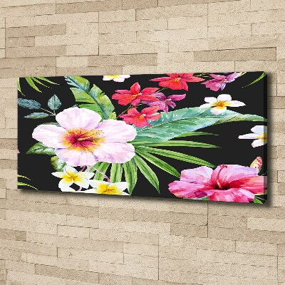 Cuadro canvas con impresión uv duradera horizontal flores hawaianas