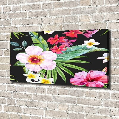 Cuadro canvas con impresión uv duradera horizontal flores hawaianas