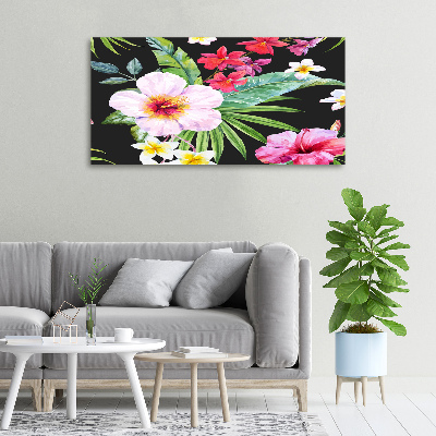 Cuadro canvas con impresión uv duradera horizontal flores hawaianas