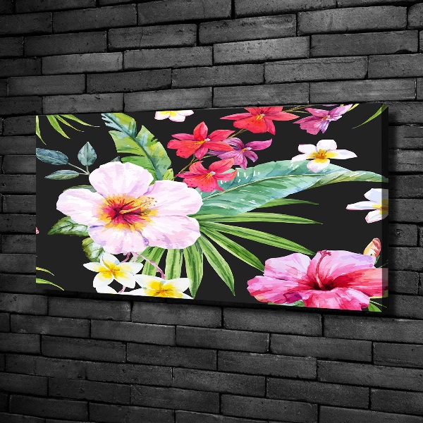 Cuadro canvas con impresión uv duradera horizontal flores hawaianas