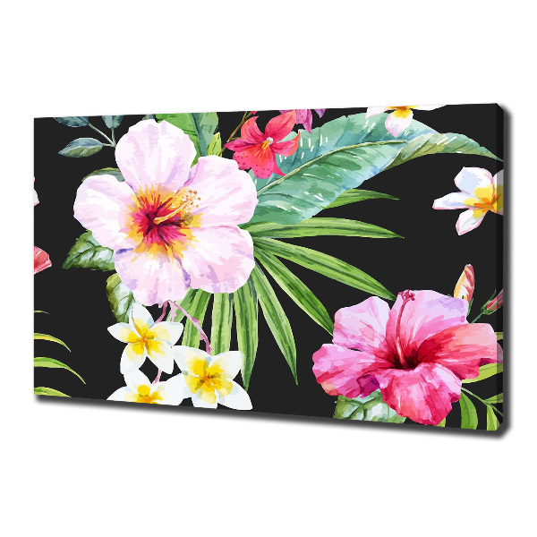 Cuadro canvas con impresión uv duradera horizontal flores hawaianas