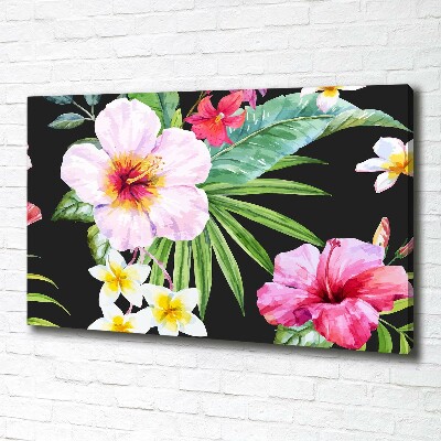 Cuadro canvas con impresión uv duradera horizontal flores hawaianas
