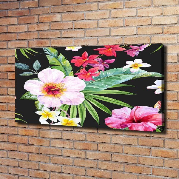 Cuadro canvas con impresión uv duradera horizontal flores hawaianas