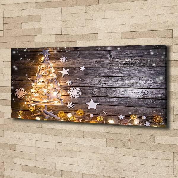 Cuadro canvas moderno de gran formato horizontal Árbol de Navidad iluminado