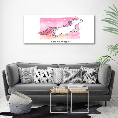 Cuadro canvas con impresión uv duradera horizontal Unicornio rosa
