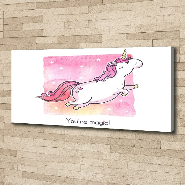 Cuadro canvas con impresión uv duradera horizontal Unicornio rosa