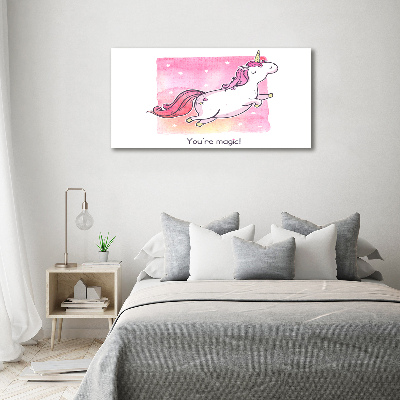 Cuadro canvas con impresión uv duradera horizontal Unicornio rosa