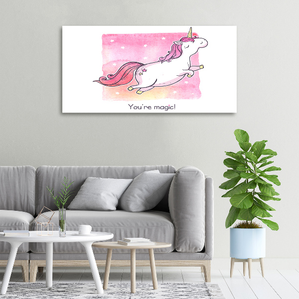 Cuadro canvas con impresión uv duradera horizontal Unicornio rosa