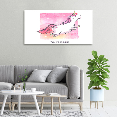 Cuadro canvas con impresión uv duradera horizontal Unicornio rosa