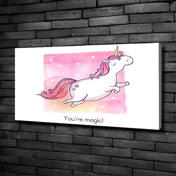 Cuadro canvas con impresión uv duradera horizontal Unicornio rosa