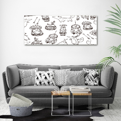 Cuadro canvas moderno de gran formato horizontal búhos indios