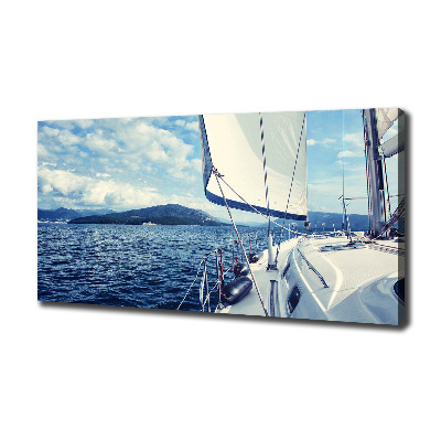Cuadro canvas con impresión uv duradera horizontal Un yate contra el mar