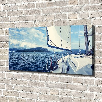 Cuadro canvas con impresión uv duradera horizontal Un yate contra el mar