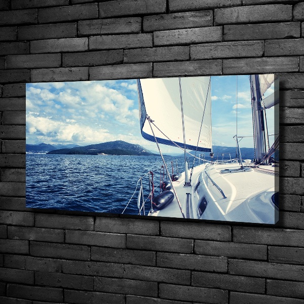Cuadro canvas con impresión uv duradera horizontal Un yate contra el mar