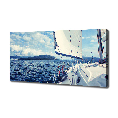 Cuadro canvas con impresión uv duradera horizontal Un yate contra el mar
