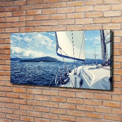 Cuadro canvas con impresión uv duradera horizontal Un yate contra el mar