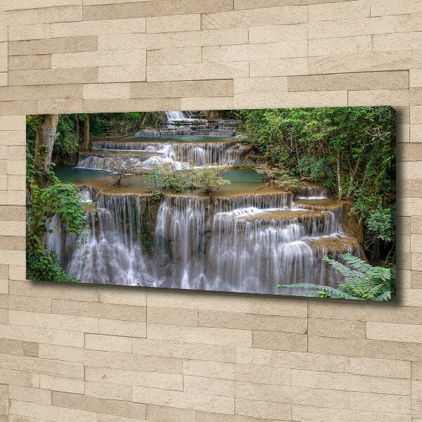 Cuadro canvas moderno de gran formato horizontal Cascada en el bosque