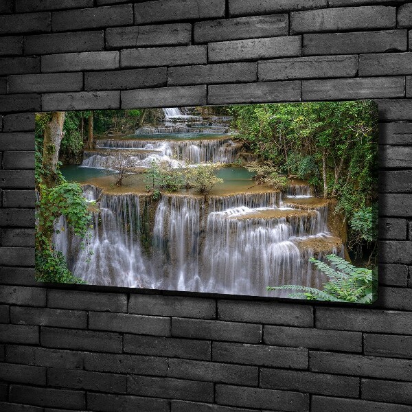 Cuadro canvas moderno de gran formato horizontal Cascada en el bosque