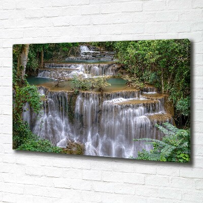 Cuadro canvas moderno de gran formato horizontal Cascada en el bosque