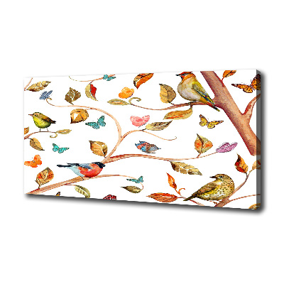 Cuadro canvas con impresión uv duradera horizontal Pájaros y mariposas