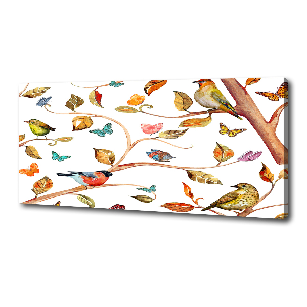 Cuadro canvas con impresión uv duradera horizontal Pájaros y mariposas