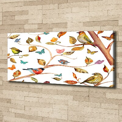 Cuadro canvas con impresión uv duradera horizontal Pájaros y mariposas