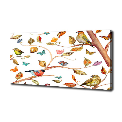 Cuadro canvas con impresión uv duradera horizontal Pájaros y mariposas