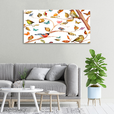 Cuadro canvas con impresión uv duradera horizontal Pájaros y mariposas
