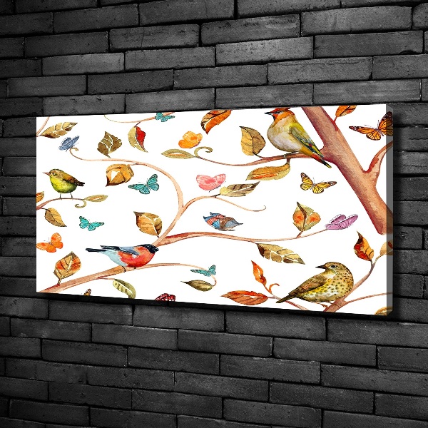 Cuadro canvas con impresión uv duradera horizontal Pájaros y mariposas