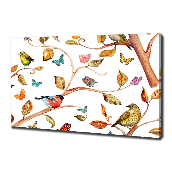 Cuadro canvas con impresión uv duradera horizontal Pájaros y mariposas