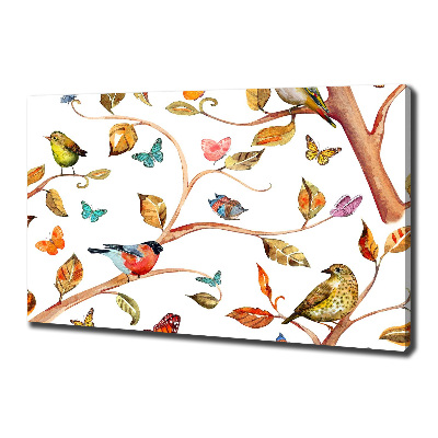 Cuadro canvas con impresión uv duradera horizontal Pájaros y mariposas