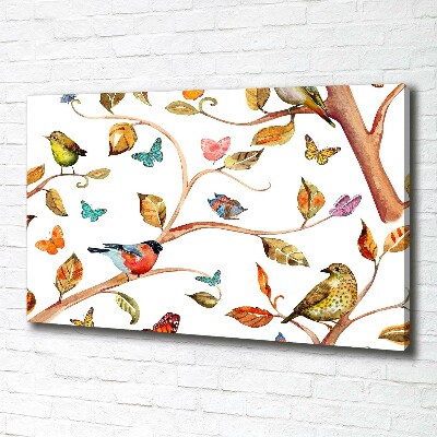 Cuadro canvas con impresión uv duradera horizontal Pájaros y mariposas