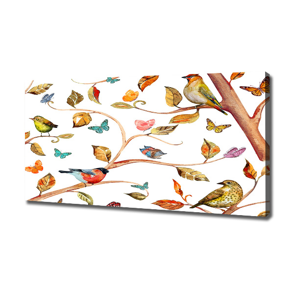 Cuadro canvas con impresión uv duradera horizontal Pájaros y mariposas