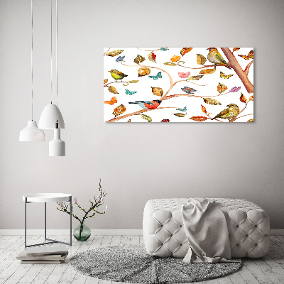 Cuadro canvas con impresión uv duradera horizontal Pájaros y mariposas