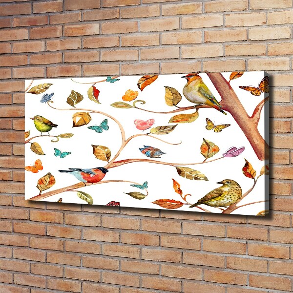 Cuadro canvas con impresión uv duradera horizontal Pájaros y mariposas