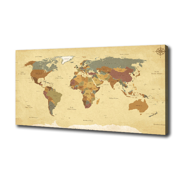 Cuadro canvas moderno de gran formato horizontal Mapa político
