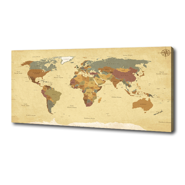 Cuadro canvas moderno de gran formato horizontal Mapa político