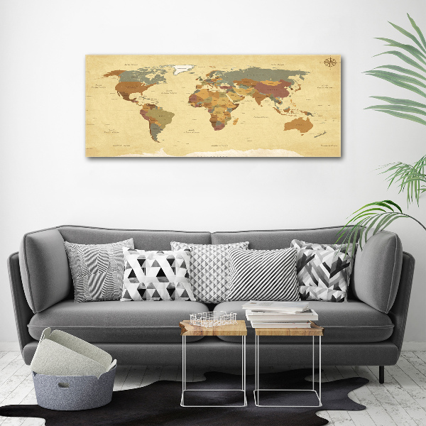 Cuadro canvas moderno de gran formato horizontal Mapa político