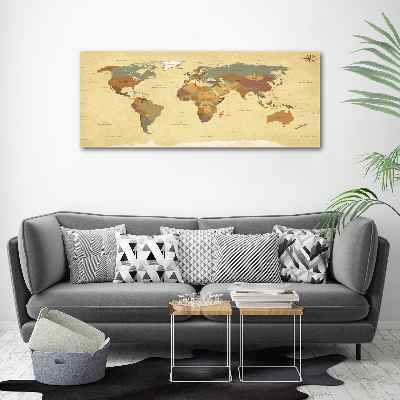 Cuadro canvas moderno de gran formato horizontal Mapa político