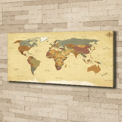 Cuadro canvas moderno de gran formato horizontal Mapa político
