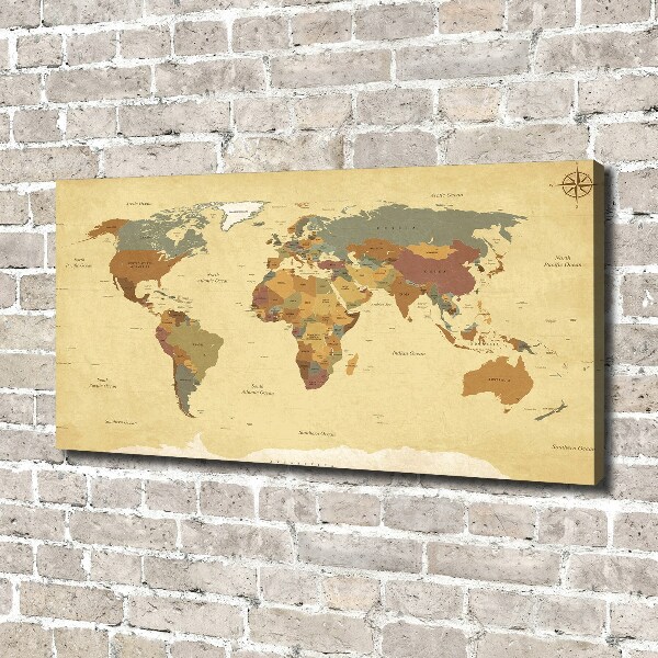 Cuadro canvas moderno de gran formato horizontal Mapa político
