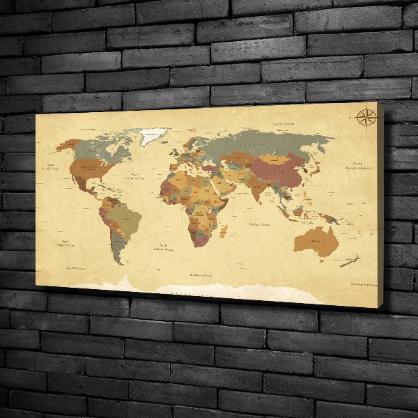 Cuadro canvas moderno de gran formato horizontal Mapa político