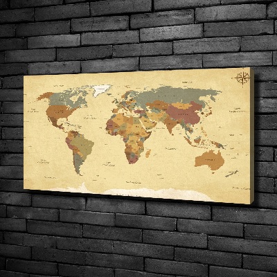 Cuadro canvas moderno de gran formato horizontal Mapa político