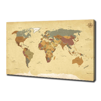 Cuadro canvas moderno de gran formato horizontal Mapa político